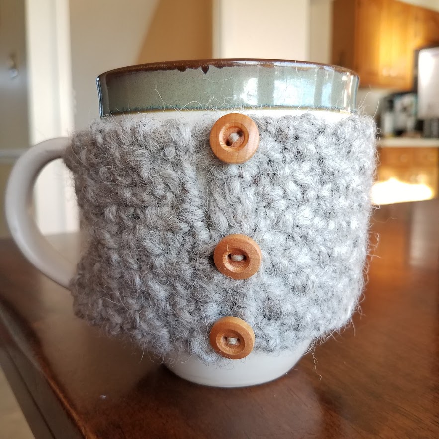 Coffee cup cozy in action!